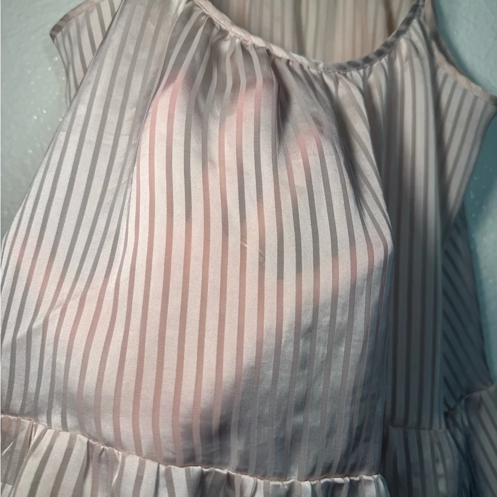 Victoria's Secret blush Pink satin Striped Ruffle-Hem Camisole - Picture 4 of 5